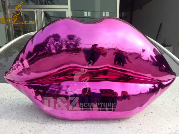 outdoor stainless steel plated mouth design sculpture for garden decoration DZM 887 (1)