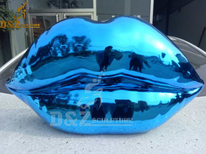 outdoor stainless steel plated mouth design sculpture for garden decoration DZM 887 (3)