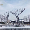 stainless steel sculpture art modern sculpture life size geometeric deer sculpture DZM 920 (2)
