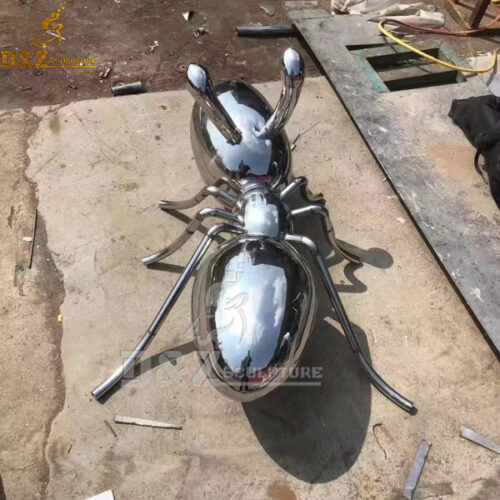 stainless steel mirror finishing ant metal sculpture for garden sale DZM 1028