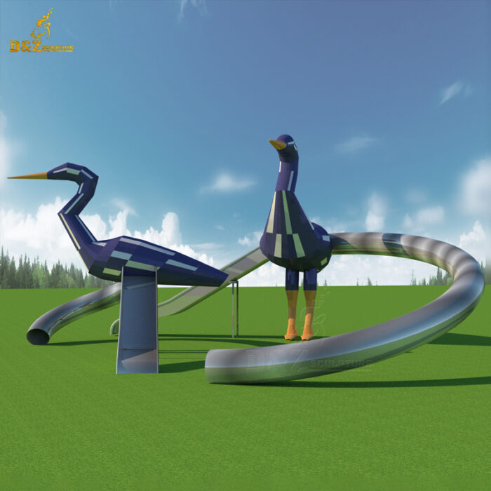 stainless steel slide sculpture for garden slide sculpture for chlidern DZM 1055 - Image 4