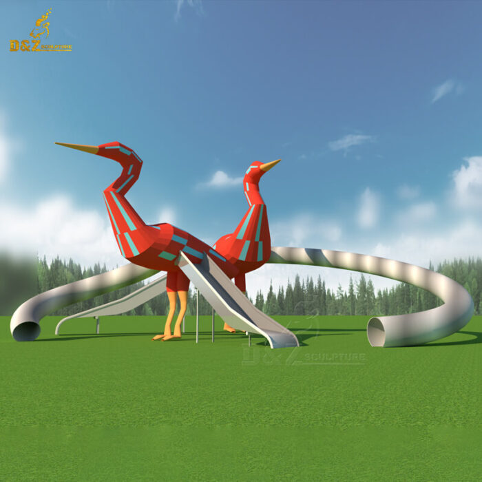 stainless steel slide sculpture for garden slide sculpture for chlidern DZM 1055 - Image 5
