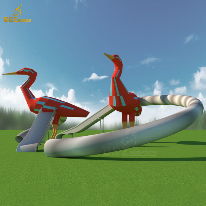 stainless steel slide sculpture for garden slide sculpture for chlidern DZM 1055 - Image 6