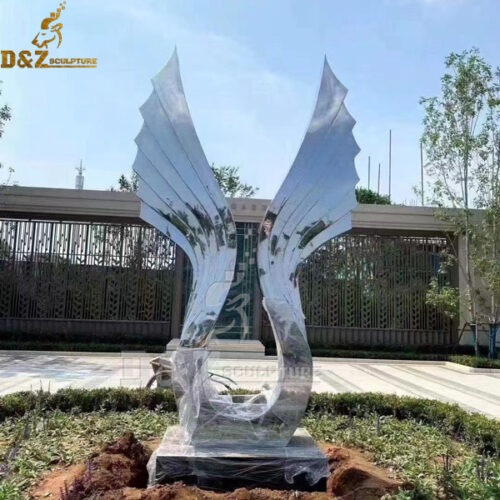 stainless steel wing sculpture mirror finishing sculpture for garden DZM 1040