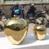 A bite-sized plated golden apple stainless steel art apple set sculpture DZM 1083 - Image 3