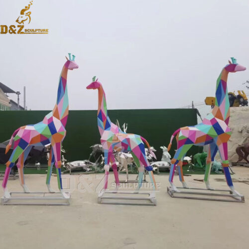 large metal garden giraffe sculptures modern art colorful giraffe sculpture DZM 1084