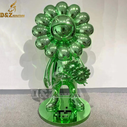 stainless steel metal green plated flower abstract figure sculpture for garden decoration DZM 1071