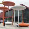 large metal modern white and orange lawn sculpture for garden decoration DZM 1098