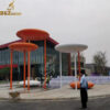 large metal modern white and orange lawn sculpture for garden decoration DZM 1098 - Image 3