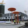 large metal modern white and orange lawn sculpture for garden decoration DZM 1098 - Image 5