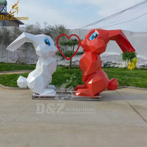 stainless steel abstract geometric bunny rabbit sculpture for sale DZM 1147