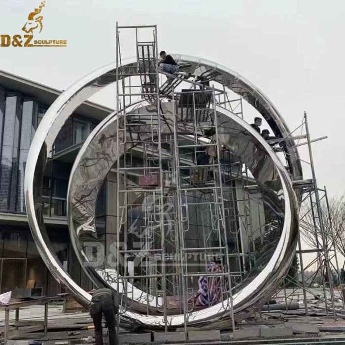 stainless steel art abstract circle sculpture for garden decoration DZM 1142