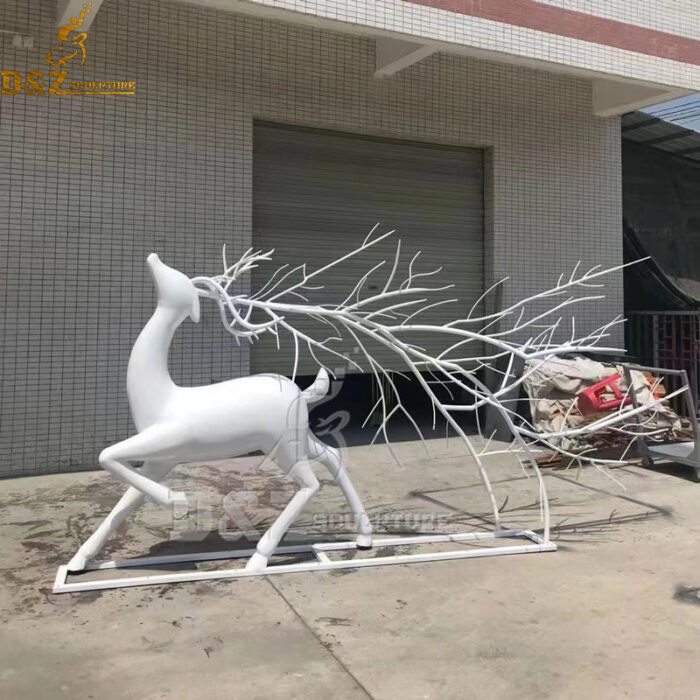 stainless steel life size deer sculpture for garden decoration DZM 1116