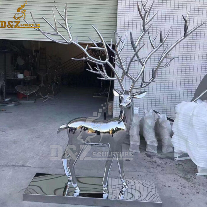 stainless steel life size deer sculpture for garden decoration DZM 1116 - Image 3