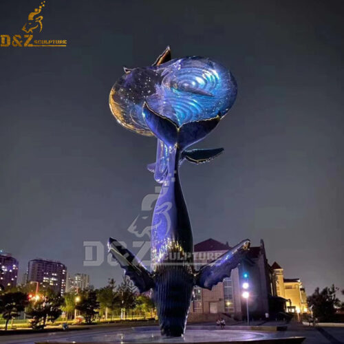 stainless steel metal fish sculpture stand in the part  DZM 1110