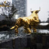 stainless steel sculpture art modern gold plated bull sculpture for sale DZM 1139 - Image 4