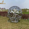 stainless steel sculpture modern hollow out metal sphere garden sculpture DZM 1133 - Image 3