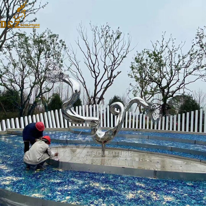 stainless steel sculpture modern metal snake sculpture for sale DZM 1120