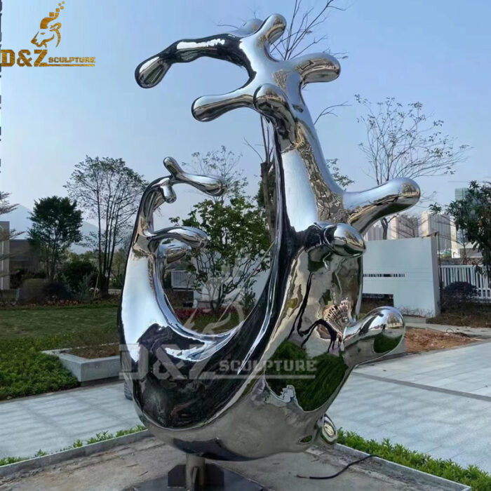 stainless steel water metal splash sculpture mirror finishing for sale DZM 1124