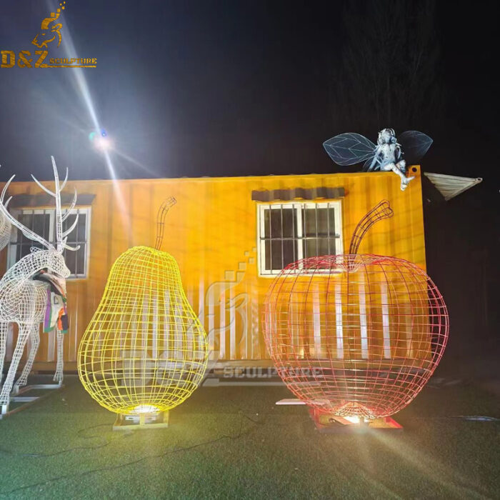 stainless steel wire frame sculpture with light for sale DZM 1150