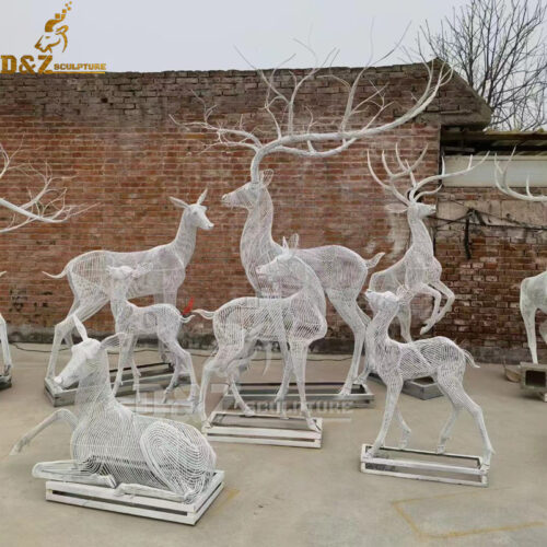 stainless steel wire white girraffe sculpture for garden decoration DZM 1130