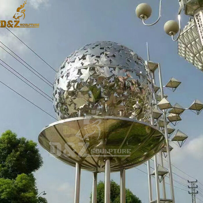 stainless steel art modern metal sphere sculpture for sale DZM 1175 - Image 3