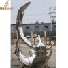 stainless steel feather sculpture 3D mirror finishing sculpture for sale DZM 1153 - Image 3