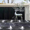 stainless steel modern metal deer sculpture life size sculpture for sale DZM 1163