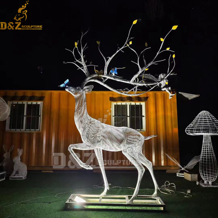 stainless steel modern metal deer sculpture life size sculpture for sale DZM 1163 - Image 3
