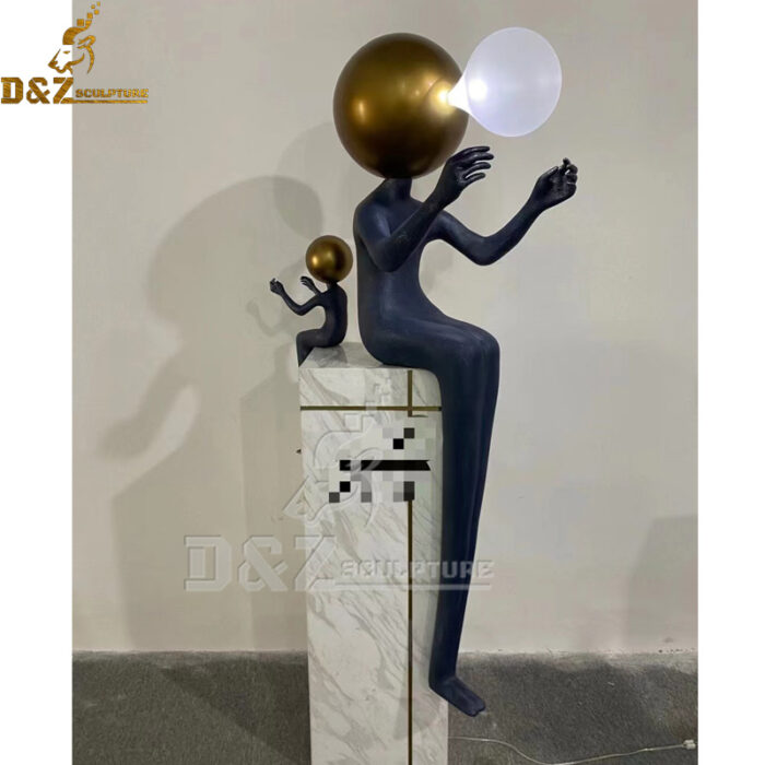 stainless steel sculpture art abstract figure with light modern sculpture for sale  DZM 1168 - Image 2