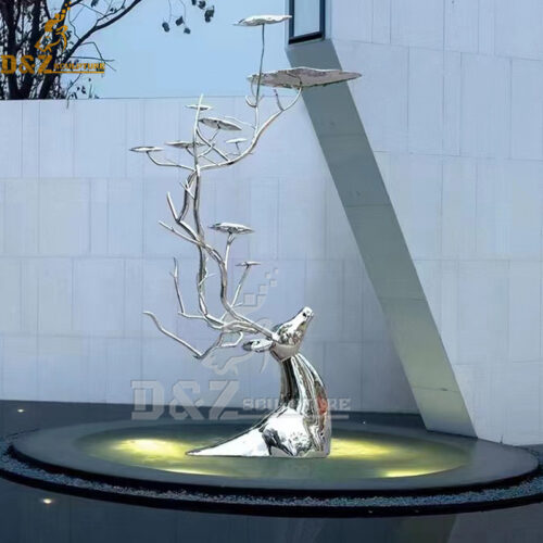 modern metal stainless steel mirror finishing wire tree sculpture DZM 1194