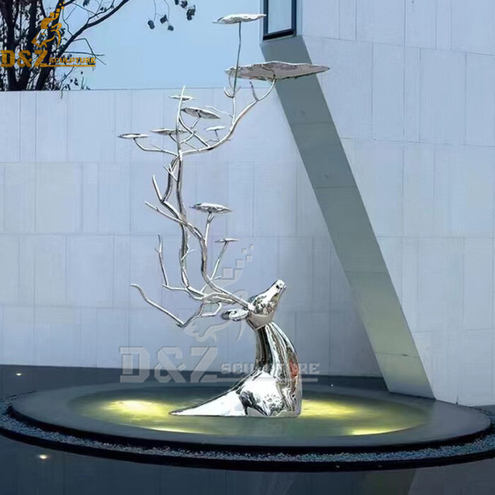 modern metal stainless steel mirror finishing wire tree sculpture DZM 1194 - Image 2