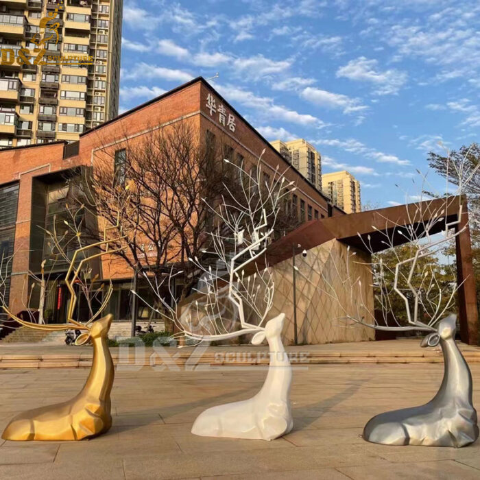 stainless steel art design a set of deer sculpture abstract for sale DZM 1186