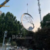 stainless steel sculpture art circle with tree design for garden hanging DZM 1188 - Image 3