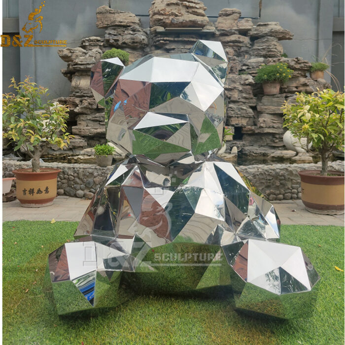 stainless steel sculpture art germetric bear animal sculpture for garden DZM 1179 - Image 3