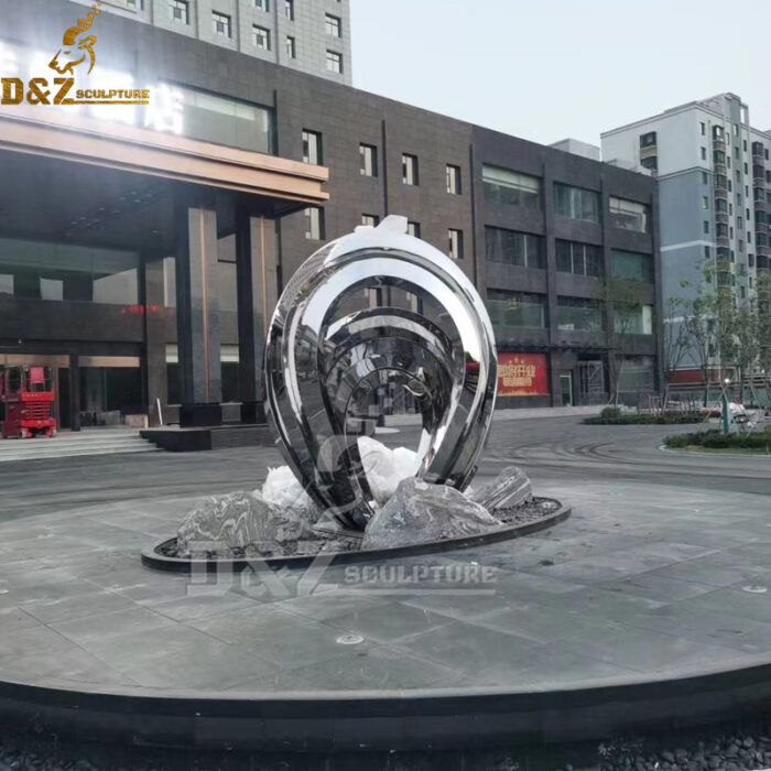 stainless steel sculpture art modern metal sphere abstract sculpture for sale DZM 1185 - Image 4