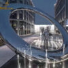 stainless steel circle fountain sculpture for art garden DZM 1202