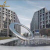 stainless steel circle fountain sculpture for art garden DZM 1202 - Image 5