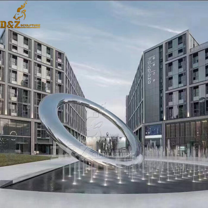 stainless steel circle fountain sculpture for art garden DZM 1202 - Image 5
