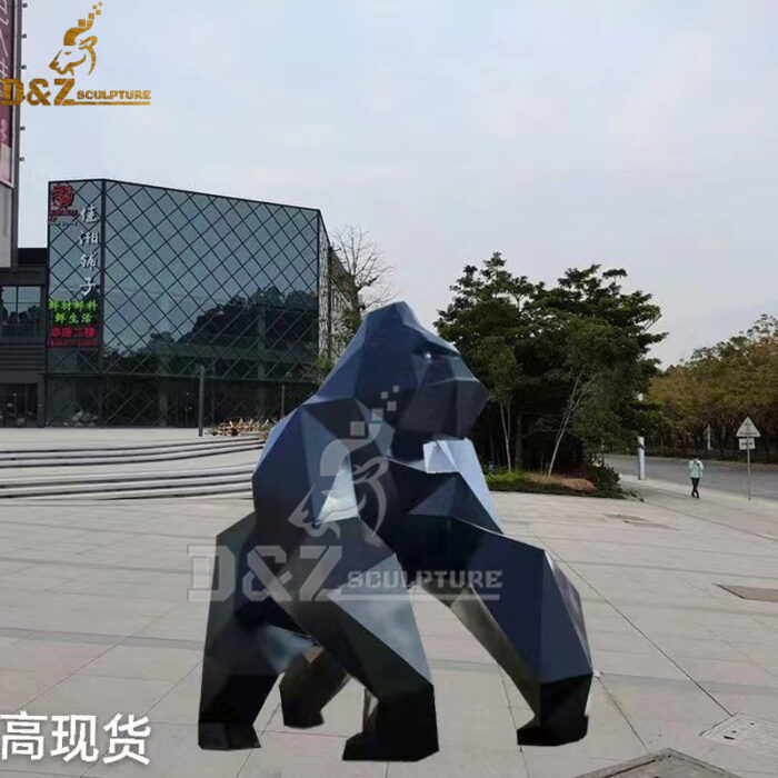 stainless steel large metal mirror finishing geometric bear sculpture for park DZM 1201 - Image 3