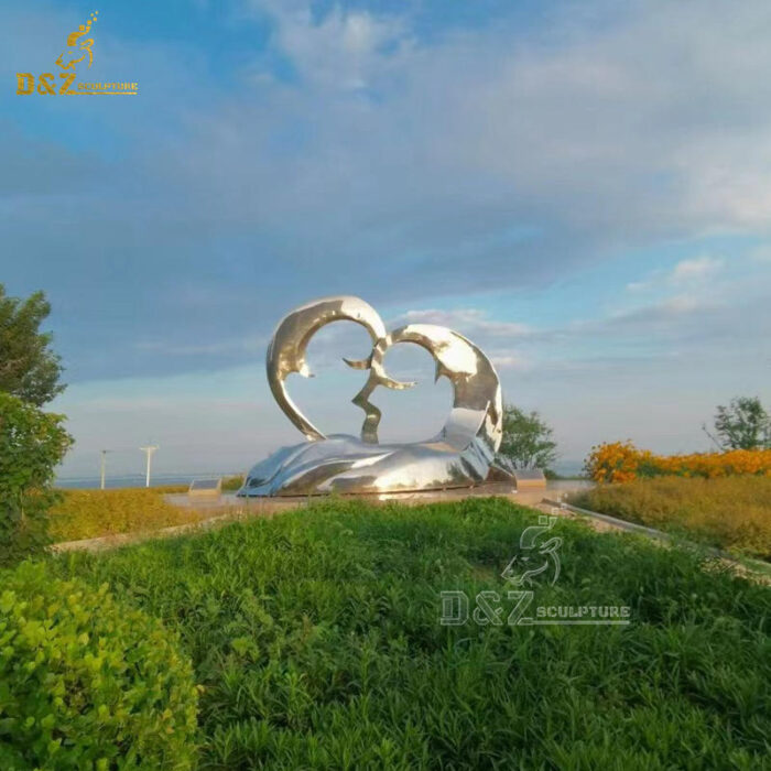 metal abstract art heart sculpture shown as a couple lover sculpture for sale DZM 1221 - Image 3