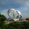 metal abstract art heart sculpture shown as a couple lover sculpture for sale DZM 1221 - Image 4