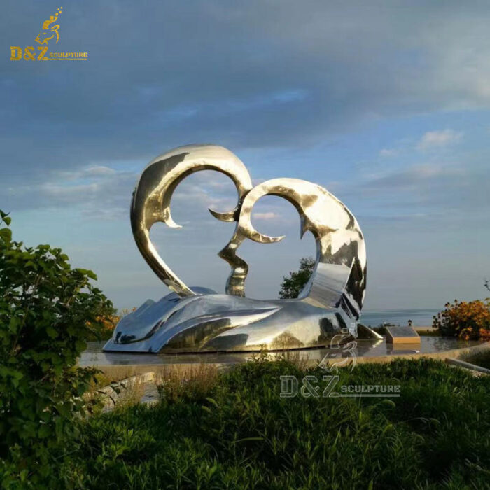metal abstract art heart sculpture shown as a couple lover sculpture for sale DZM 1221 - Image 4