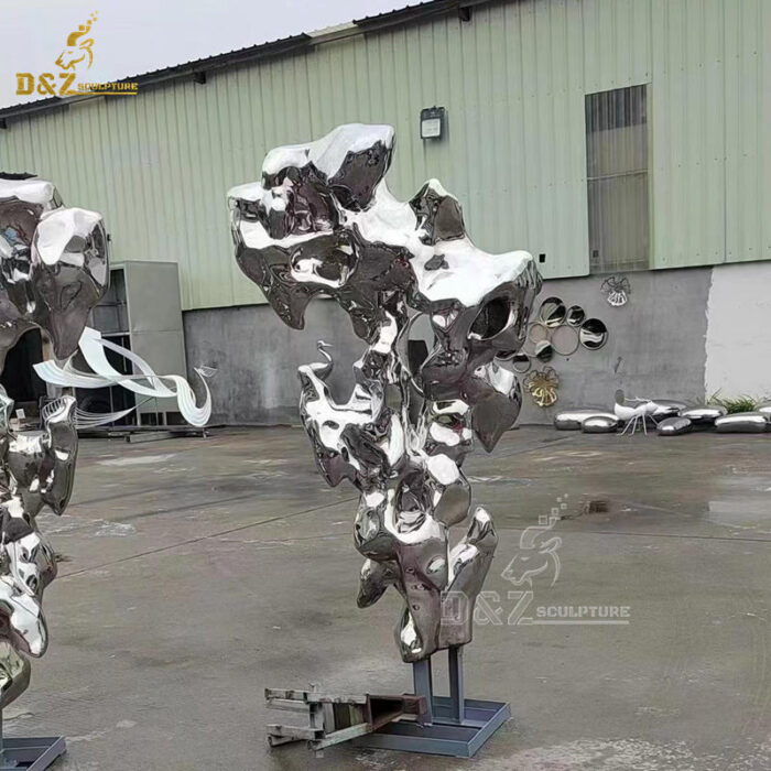 stainless steel abstract garden different kind of outdoor mirror finishing rock sculptures DZM 1222