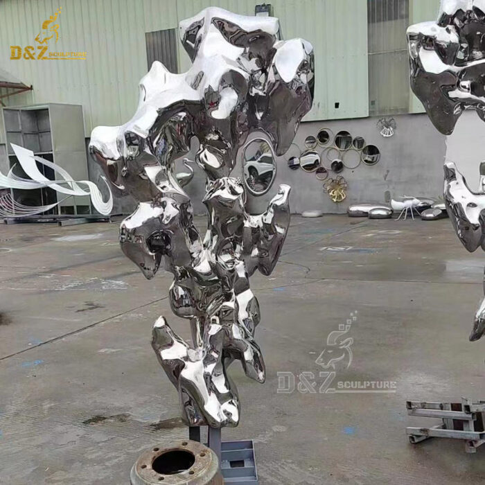 stainless steel abstract garden different kind of outdoor mirror finishing rock sculptures DZM 1222 - Image 3