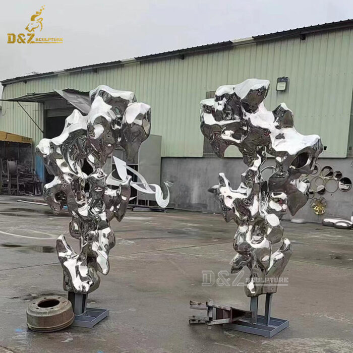 stainless steel abstract garden different kind of outdoor mirror finishing rock sculptures DZM 1222 - Image 4