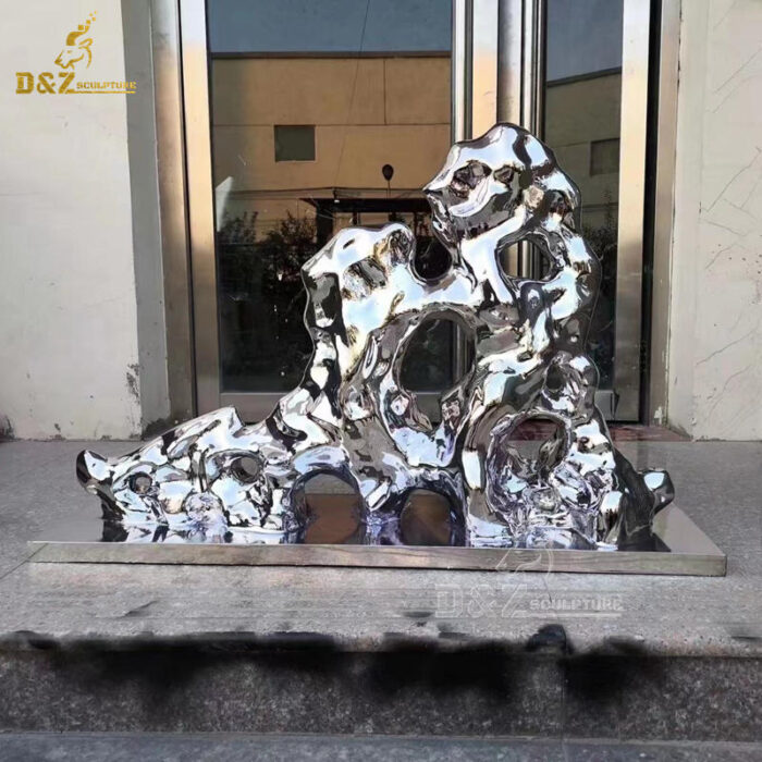 stainless steel abstract garden different kind of outdoor mirror finishing rock sculptures DZM 1222 - Image 5
