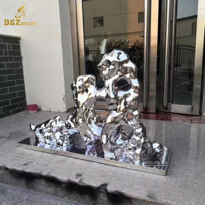 stainless steel abstract garden different kind of outdoor mirror finishing rock sculptures DZM 1222 - Image 6