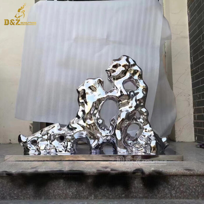 stainless steel abstract garden different kind of outdoor mirror finishing rock sculptures DZM 1222 - Image 7