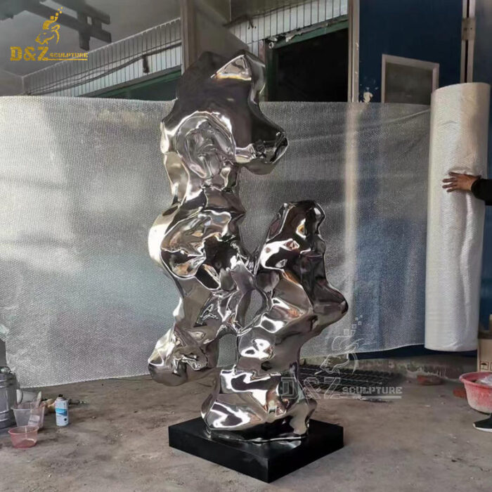 stainless steel abstract garden different kind of outdoor mirror finishing rock sculptures DZM 1222 - Image 8